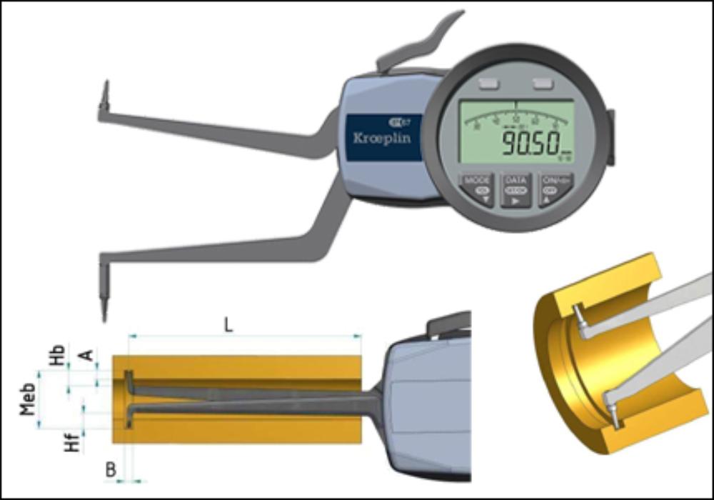 Kroeplin G240 Digital Internal Groove Gauge 40-60mm 0.01mm Depth 85mm