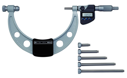 Mitutoyo Digital Micrometer Interchangeable Anvil Inch/Metric,300-450mm(12-18"), incl. 6 Anvils 340-720