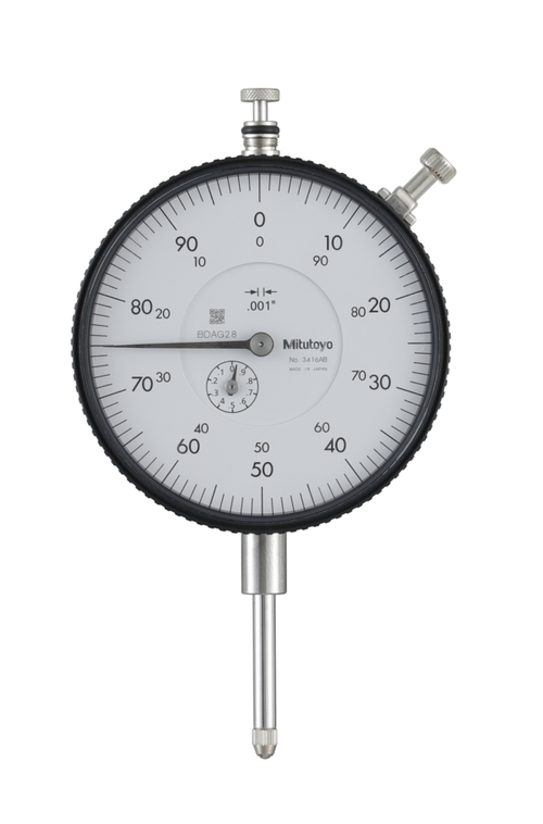 Dial Gauge, Flat Back, ANSI/AGD Type 1", 0,001" 3416AB Face Dian 3.07"