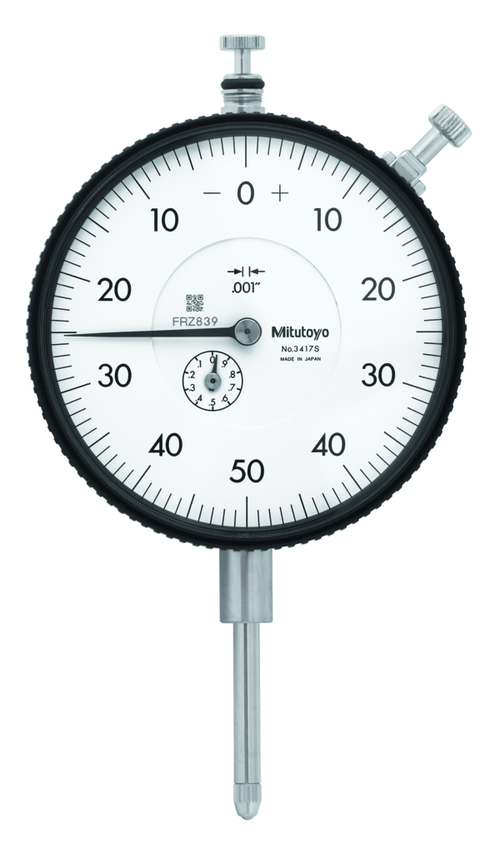 Dial Gauge, Flat Back, ANSI/AGD Type 1", 0,001" 3417AB Face 3.07"