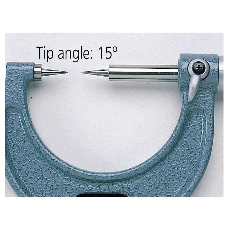 Point Micrometer with Hardened Tip 75-100mm, 15° Tip 112-156