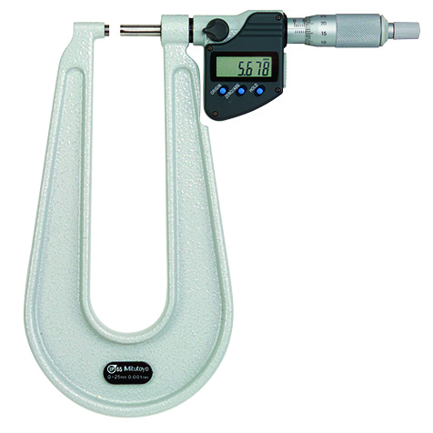 Mitutoyo Digital Sheet Metal Micrometer IP65 0-25mm, Flat Anvil/Spindle 389-251-30