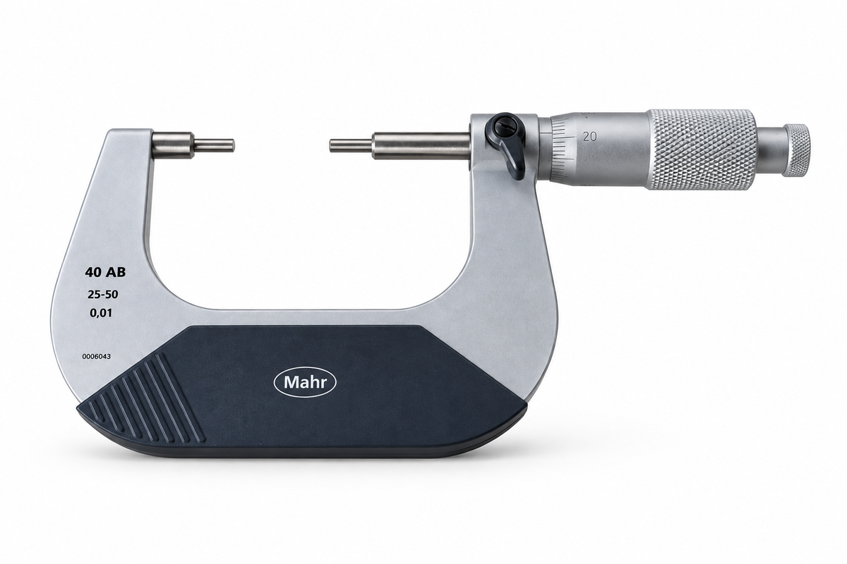 Mahr 40AB Mechanical Spline Micrometers Microbar With Reduced measuring faces Range 25-50mm x .01mm,  4134101