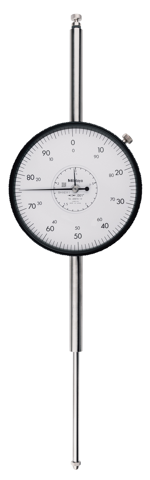 Dial Gauge, Flat Back, ANSI/AGD Type Jewelled Bearing, Shockproof, 3", 0,001" 4887AB-19 Face 3.62"