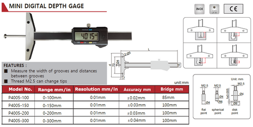 P4005-150 MINI DIGITAL DEPTH GAGE 0-150