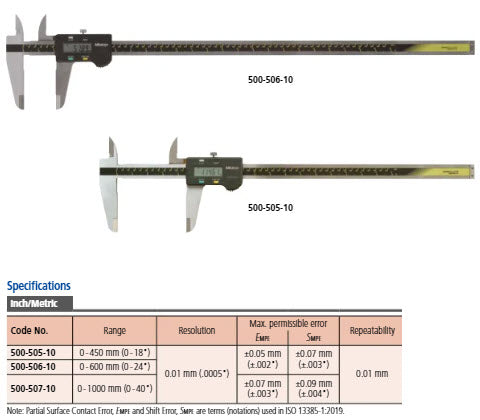 Mitutoyo Digital ABSOLUTE AOS Calipers 0-1000mm (0-40") With Output 500-507-10