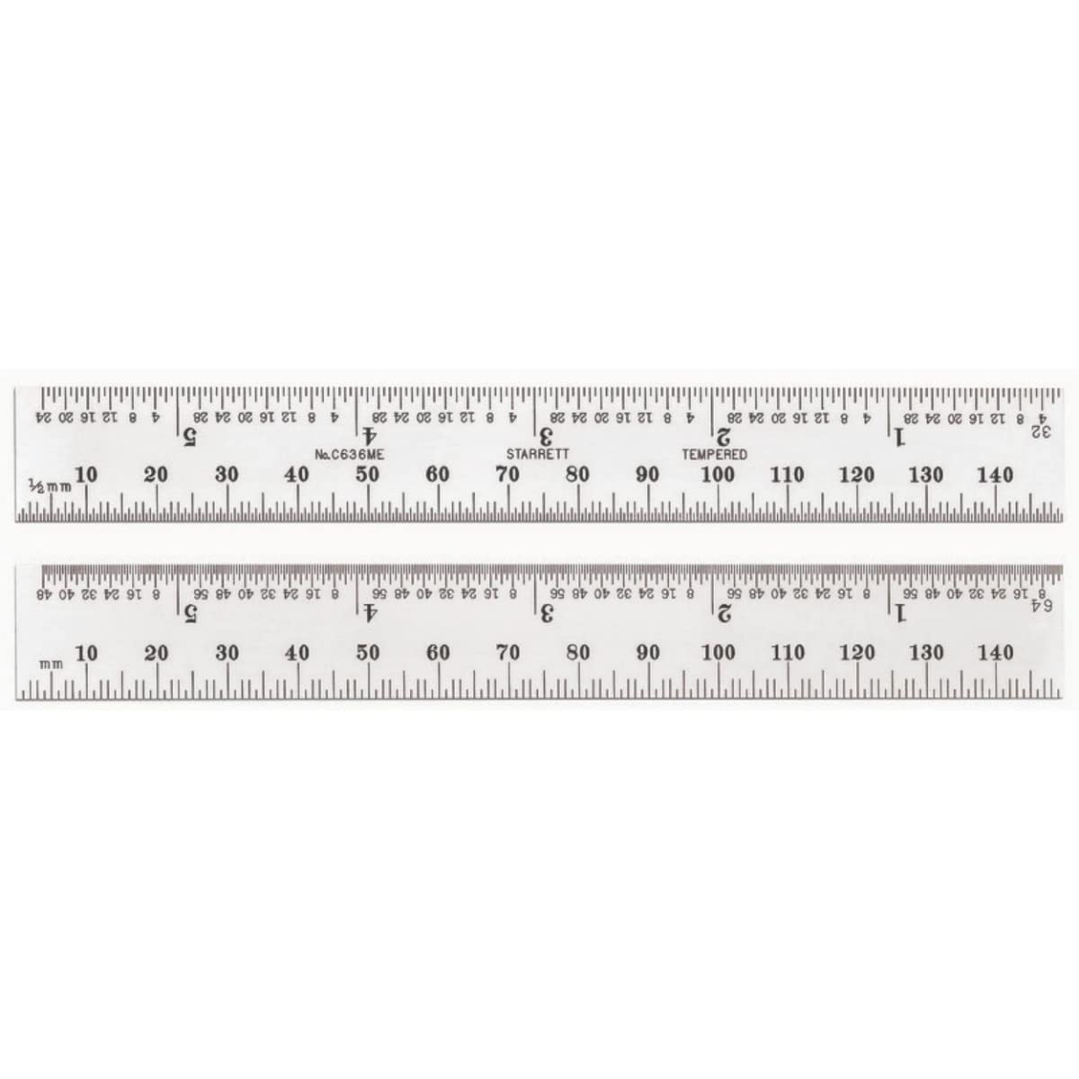 Starrett C636ME-150 Spring Tempered Steel Rule With Millimetre Graduations, 150mm Length, 19mm Width, 1.2mm Thickness