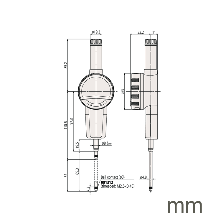 Mitutoyo 543-730B 0.0005mm Flat Back Digital Indicator ID-C 0-50mm