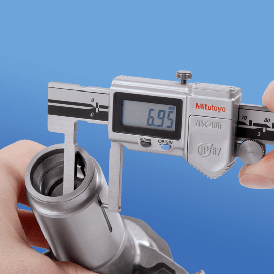 Mitutoyo Digital ABS Neck Caliper Inch/Metric, 0-6", IP67, Thumb Roller 573-752-20