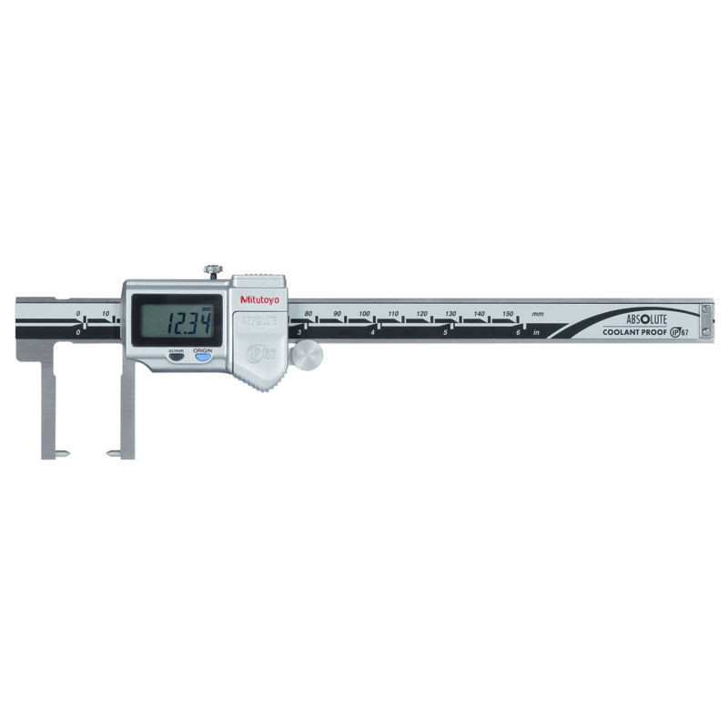 Mitutoyo Digital ABS Neck Caliper Inch/Metric, 0-6", IP67, Thumb Roller 573-752-20