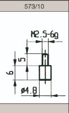 KAFER 573/10 Contact point Flat, Thread Male M2.5, Diameter 4.8 mm, Material Carbide