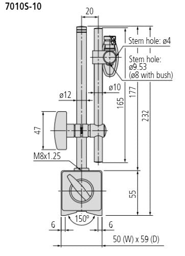 Mitutoyo Magnetic Stand with Fine Adjustment 160mm Working Radius 7011S-10