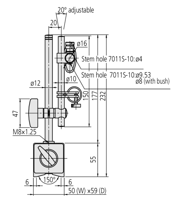 Mitutoyo Magnetic Stand with Fine Adjustment 160mm Working Radius 7011S-10