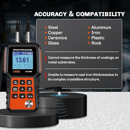 EC-2000-L External Probe PU5-10 ULTRASONIC THICKNESS GAUGE Measuring range: 1-300mm resolution 0.1mm