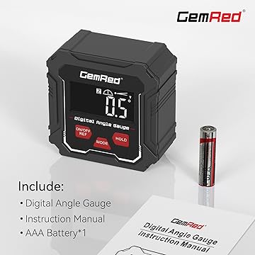 GemRed Digital Angle Gauge Engineers Level DAG-V1 (DAG-V1 Hold Function) accuracy of ± 0.2° and a resolution of 0.1°
