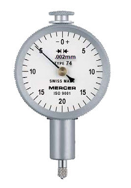 TESA 01416051 Merser no 74 Miniature Indicator 28mm face, .002mm  graduation, Range 0.2mm