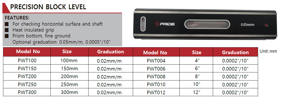 PWT200 Precision Block Level 200mm