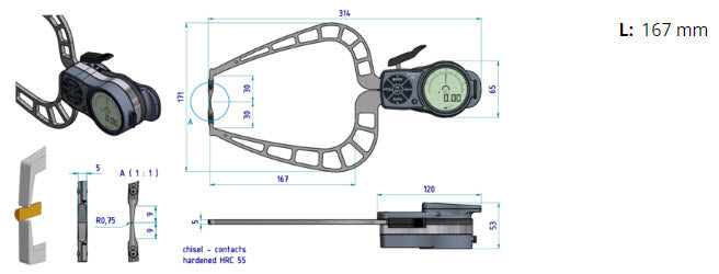 Mitutoyo External Digital Caliper Gauge 209-957 0-50mm ( Kroeplin Equivalent K450S)
