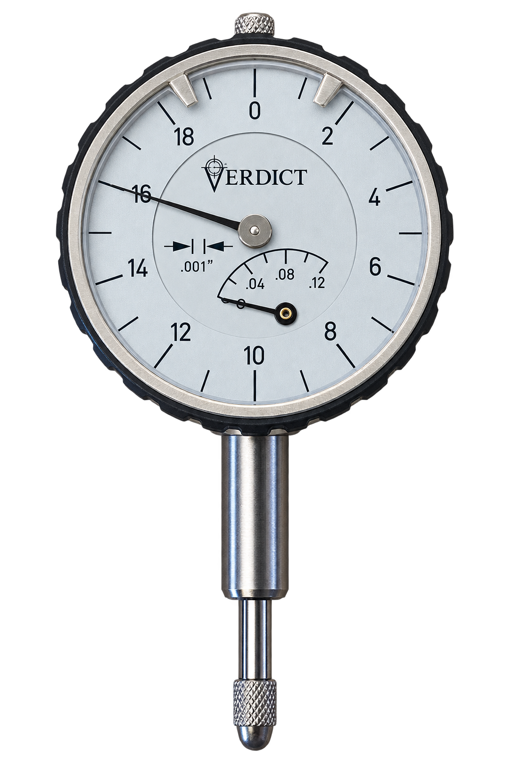 Verdict 23/2050 Kaefer Small Dial Gauge KZO4T graduation .001” Range per rev .020” Reading 0–20 Range .120” Face diameter 40 mm stem 8 mm h 6