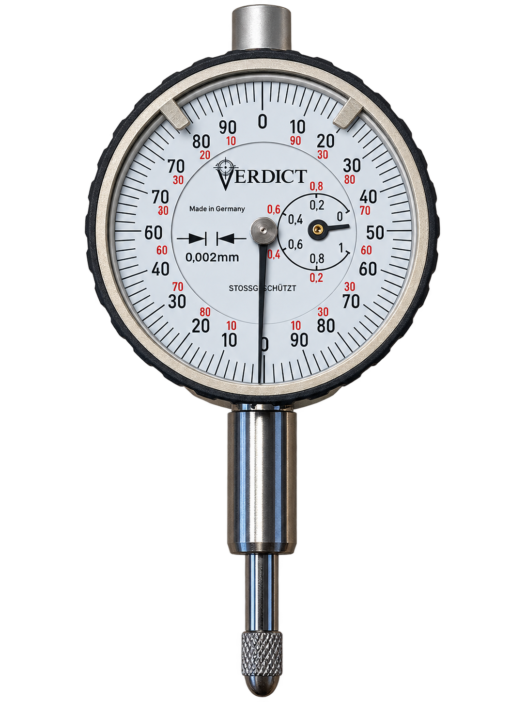 Verdict 23/2000 Kaefer High Precision Dial Gauge KM 500 S shockproof Dial Indicator, 40mm face graduation, Reading 0.002 mm Range 1 mm Range per revolution 0.2 mm