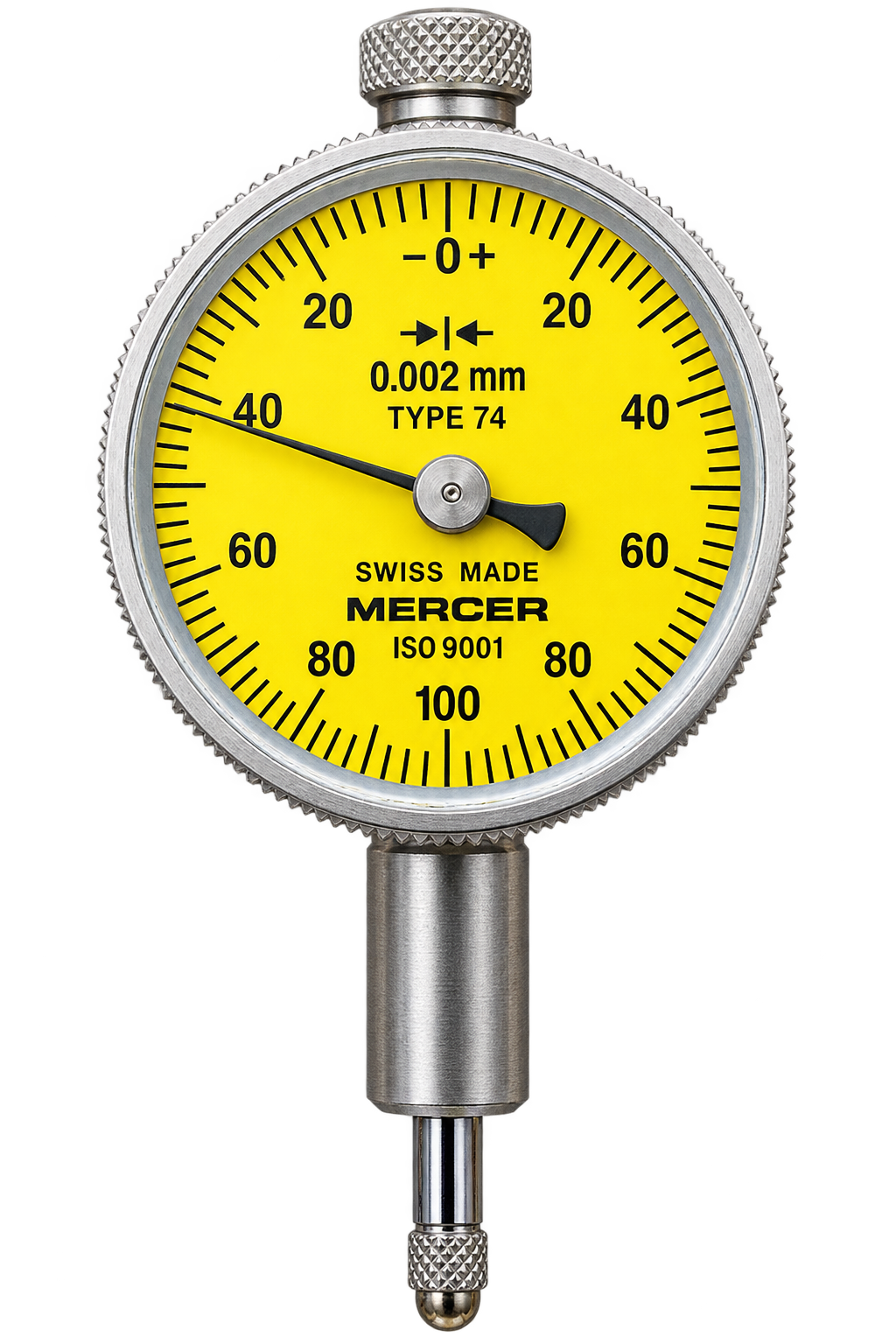 TESA 01416051 Merser no 74 Miniature Indicator 28mm face, .002mm  graduation, Range 0.2mm