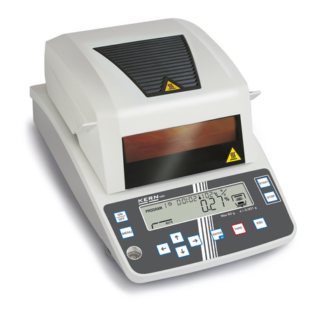 Kern Moisture analyser DBS 60-3, Weighing capacity [Max]	60 g Readability [d] 0,001 g Weighing system	Single-Cell Temperature [Min] (°C) 50 °C Temperature [Max] (°C) 200 °C