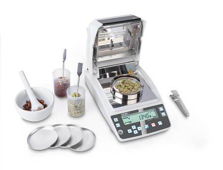 Kern Moisture analyser DBS 60-3, Weighing capacity [Max]	60 g Readability [d] 0,001 g Weighing system	Single-Cell Temperature [Min] (°C) 50 °C Temperature [Max] (°C) 200 °C
