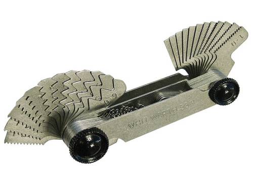 OZAR polished Tool Steel Screw Pitch Gauge, AGS-1118 Ozar Screw Pitch Gauge – Combined  Number of Leaves: 52. Whitworth Standard 55 Degree Threads. Metric Standard 60 Degree Threads.
