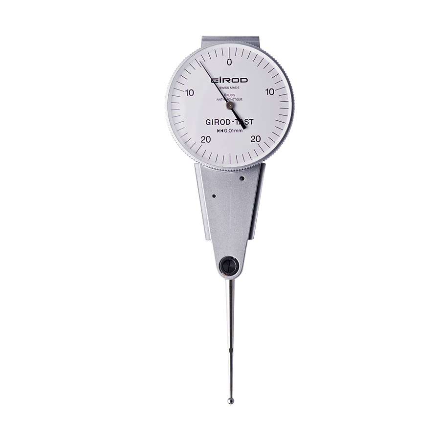 Girod GT 1494 R Lever Dial Indicator Parallel Type, Graduation 0.01mm, Range 0.5mm, Stylus Length 36mm, Bezel Diameter 37mm