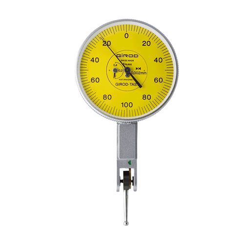 Girod GT 2453 R Lever Dial Indicator Horizontal Type, Graduation 0.002mm, Range 0.4mm, Stylus Length 12mm, Bezel Diameter 37mm