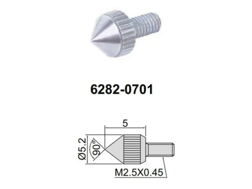 Conical Contact Point INSIZE 5mm (6282-0701) M2.5 x .45mm, 90 deg tip angle