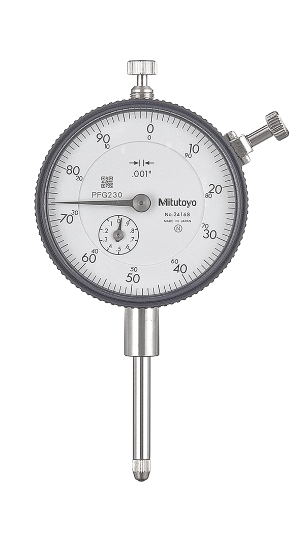 Mitutoyo Dial Indicator, 3/8" Stem Dia., Lug Back, 0-100 Reading, 2.25" Dial Dia., 0-1" Range, 0.001" Graduation, +/-0.002" Accuracy 2416S-10