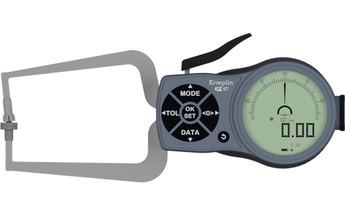 Kroeplin Digital External Caliper Gauge 0-20mm/0-.8", 0.001mm K220T with 10mm flat anvils