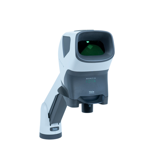 Mantis® stereo viewing system IOTA-001104200 with table stand and transillumination, MH001 Iota Head, MTO104 4x Lens, MTB200 Verso Arm