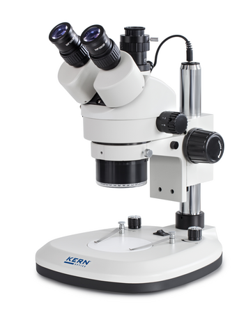 Kern OZL Stereo Zoom Microscopes OZL 466 Trinocular 10x Eye piece, Zoom .7 to 4.5X, Integrated LED Ring Light