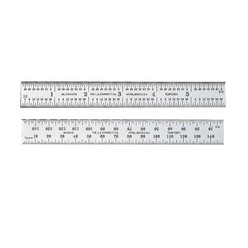 Starrett C635-150 Spring Tempered Steel Rule With Millimetre Graduations, 150mm Length, 19mm Width, 1.2mm Thickness