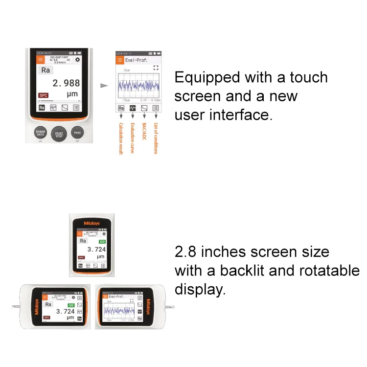 Mitutoyo 178-744-13 SJ-220R Portable Surface Roughness Tester, Retractable Drive Unit, Stylus Tip Angle 90°, Radius 5μm, Imperial / Metric, Measuring Range 17.5mm