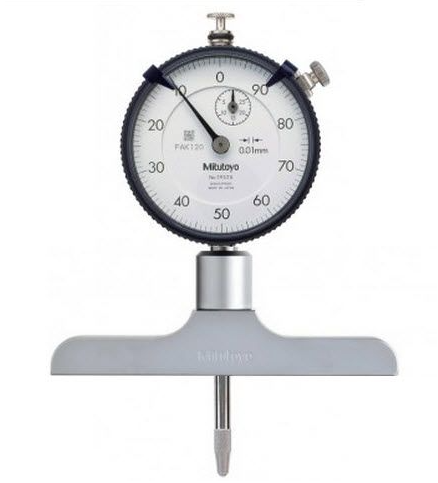 Mitutoyo Dial Indicator Depth Gauge 0-210mm, Ball Point Contact Element, 100mm Base 7214A