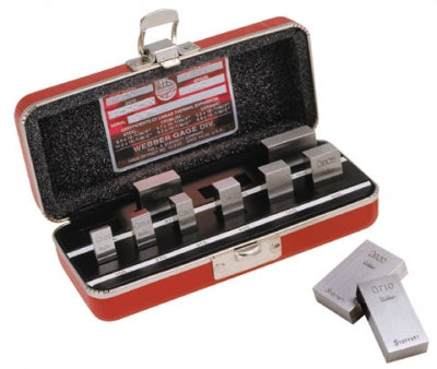 Starrett Webber RS9A1 9piece steel gauge block set rectangular Grade 0 1 Block each, .0625, .100, .125, 200 .250, .300, .500, 1.000, and 2.000 inch
