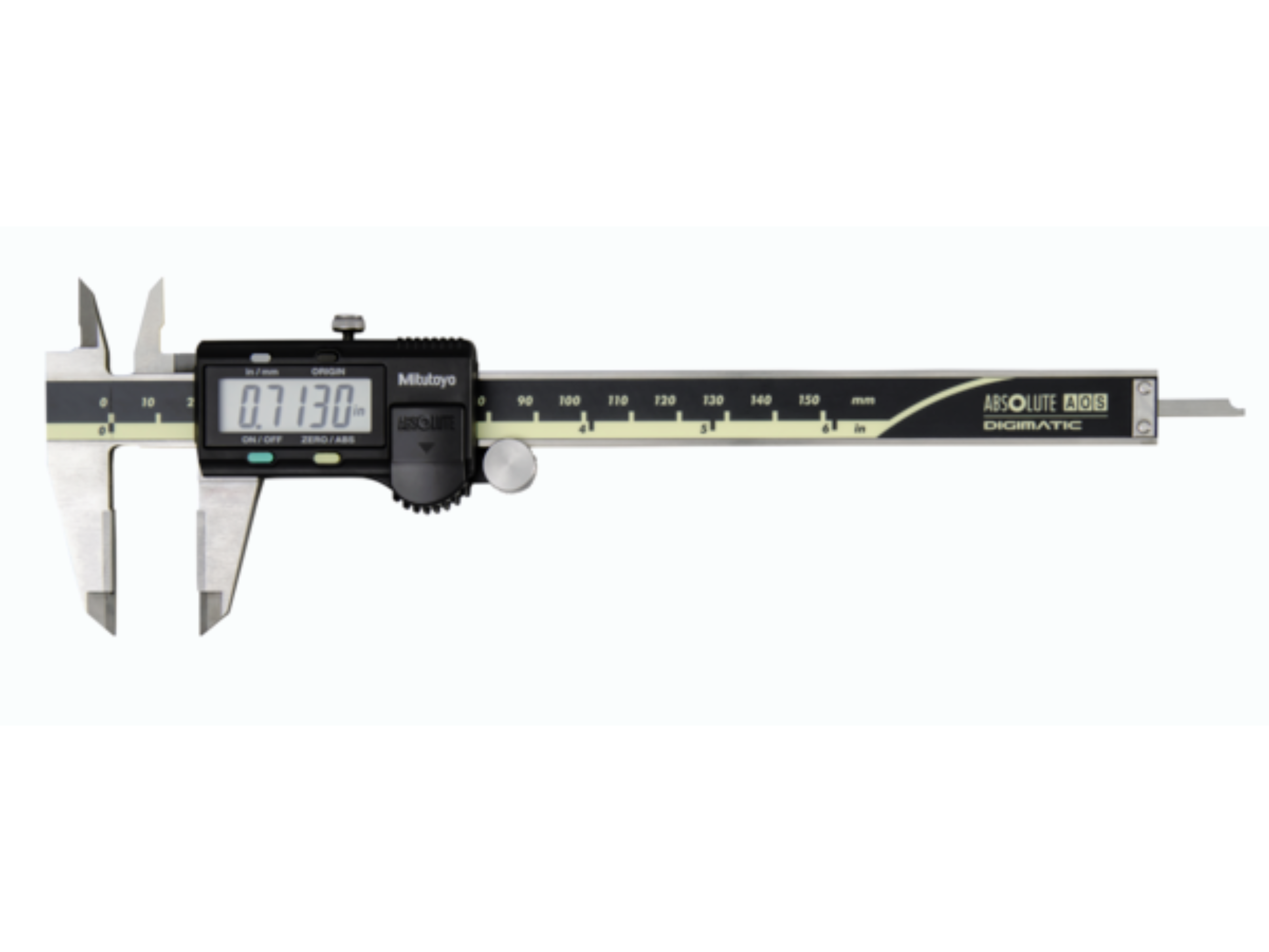 Mitutoyo ABSOLUTE AOS Carbide Caliper 0-150mm/0-6" Square Depth Rod & Thumb Roller 500-174-30