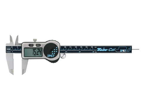 Tesa Twin-Cal Digital Caliper 0-150mm/0-6" IP67 (Round Depth Rod & Thumb Roller) 00530321