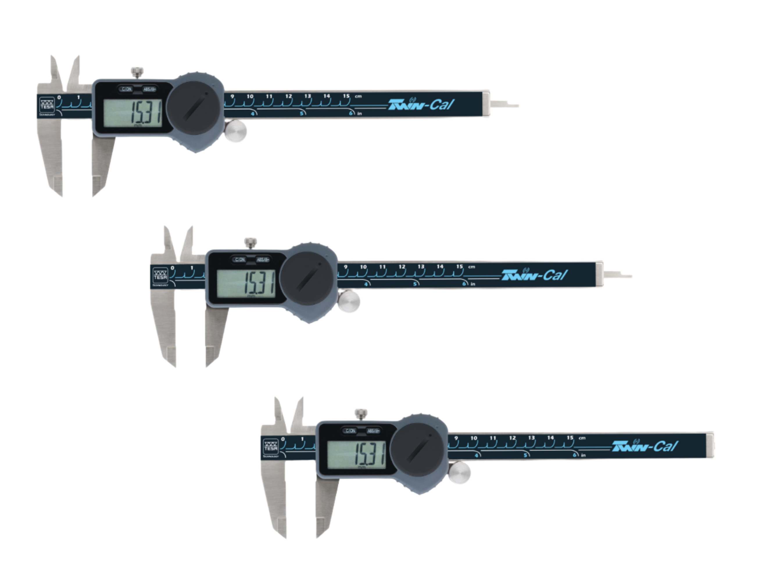 Tesa Trio-Pack Tesa-Cal Digital Calipers 0-150mm/0-6" IP67 (Square Depth Rod) 00530140P