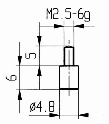 KAFER 573/10 Contact point Flat, Thread Male M2.5, Diameter 4.8 mm, Material Carbide