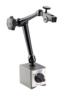 Noga DG1033 MAG BASE Type : On/Off Magnetic Base Fine Adjustment : At top Suits Indicator stem : 3/8" and Dovetail Mag Base size : 1.98" x 2.38" x 2.2"