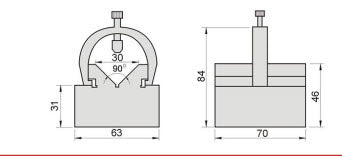 PV100 V Blocks with C Clamp. Clamping range 3~ 20 Height deviation 0.005mm Squareness: 0.005mm V groove acc. within 0.005mm