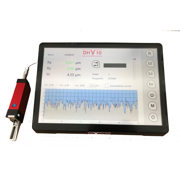 Diavite DApp/VHF Surface Finish Unit and App for PC, Standard SH Tracer Measuring Range Ra, Rq: 0 – 20.00 µm | 0 – 800 µin All other measuring values: 0 – 350.0 µm | 0 – 1400 µin. Resolution Ra, Rq: 0.001 µm All other measuring values: 0.01 µm