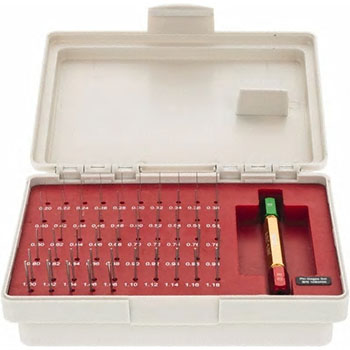 MHC Pin Sets Class ZZ Pin Sets Range : 0.21-1.29mm Tolerance +005mm Number of pins : 55, Supplied with handle, in plastic box 616-4301