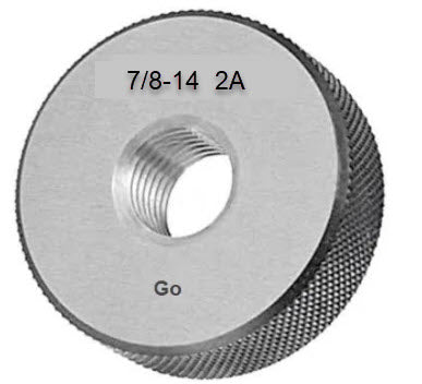 UNF Ring Gauge Class 2A (Go) Size 7/8-14UNF Code Number P9028-G7/814