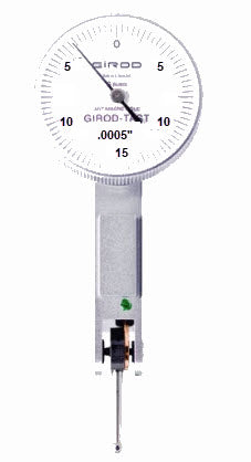 Girod Horizontal Indicator GT 1252A, Graduation: .0005", Range: .030", Reading: 0-15-0, Face 1.1'', Stylus .5'', DIN 2270
