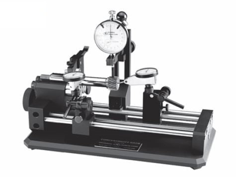 Concentricity Gauge - KK2-20P Series - Triple Indicator - w/ Standard, Side & Vertical Carriers Diameters: 3/8” - 2” (10mm to 50mm) Part Lengths: up to 6”   Accuracy .002mm/.00008" With full rollers, without indicator